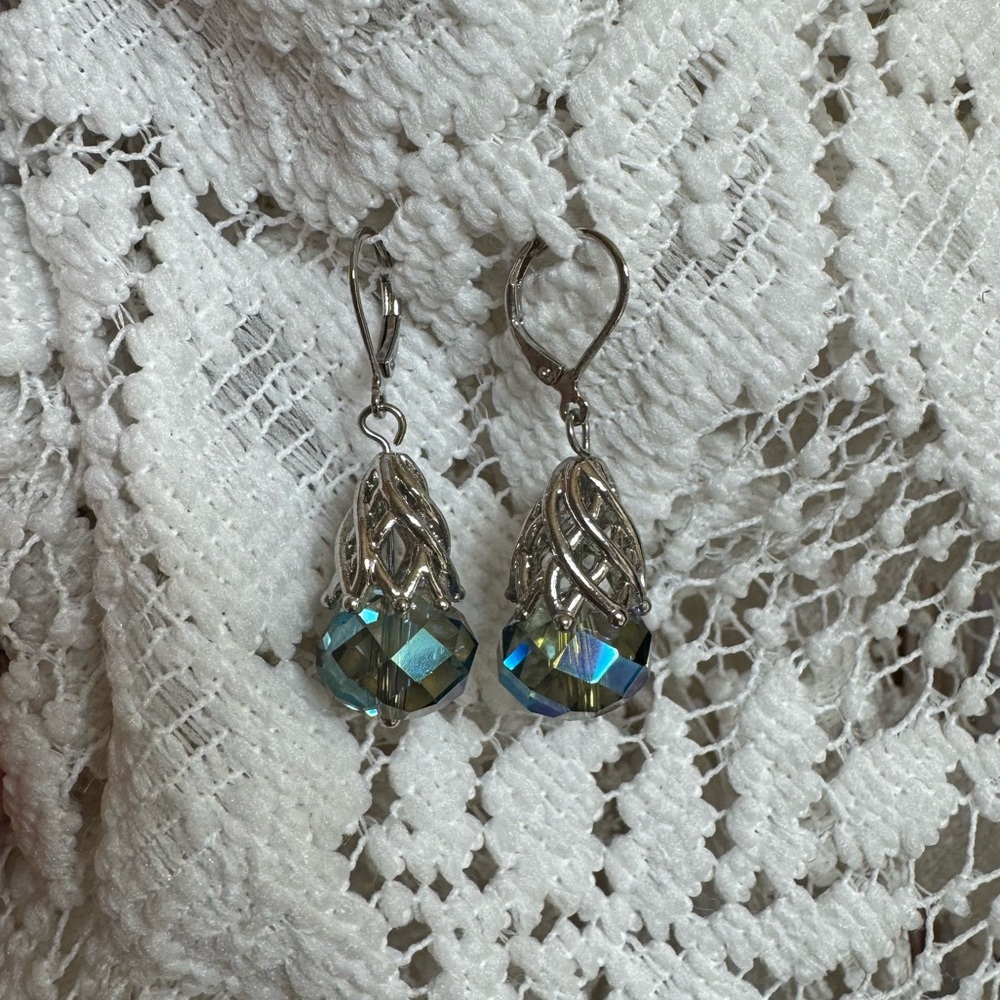 Napier Elegant Silver and Blue Drop Earrings - Picture 5 of 5